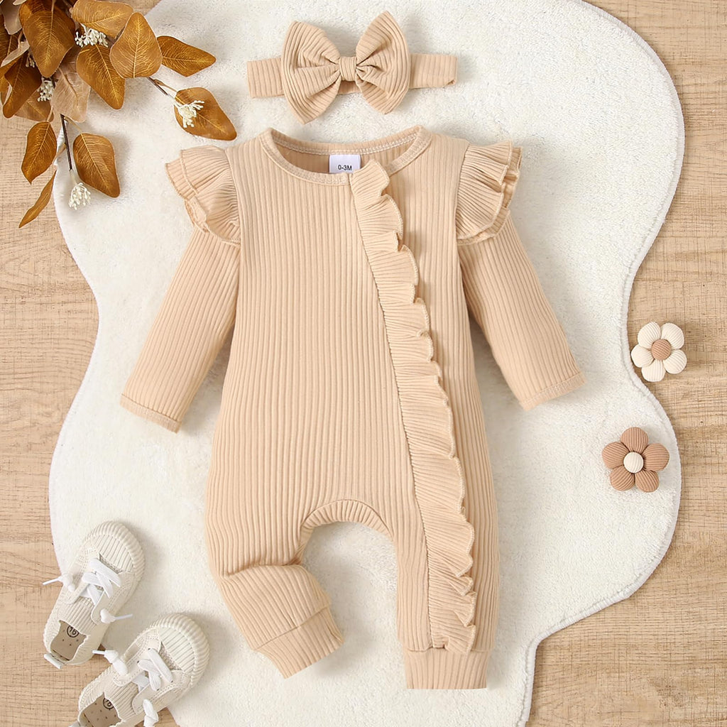 Newborn Baby Girl Romper Zip Ruffle Bodysuit One Piece Jumpsuit Baby Girl Clothes Coming Home Outfits
