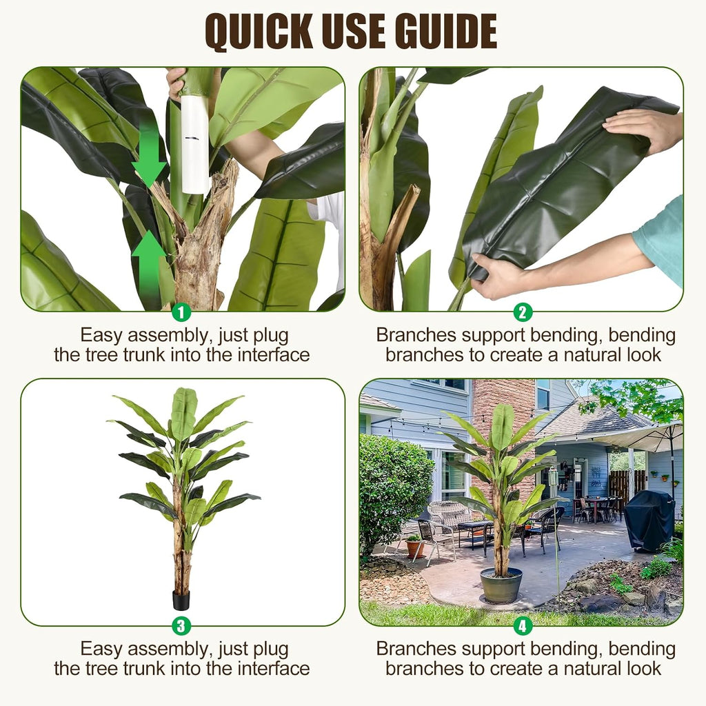 8.5ft Extra Tall Artificial Banana Tree, Fake Banana Leaf Plant with 26 Faux Banana Leaves, Perfect Indoor Outdoor