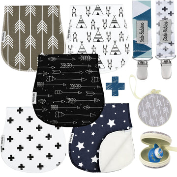 5-Pack Baby Burp Cloths - Soft Absorbent & Neutral Burp Cloths - Contoured Shoulder Fit & Baby Boy Essentials