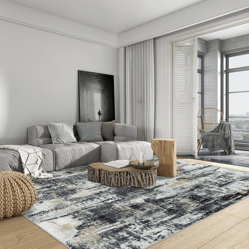 8x10 Area Rugs Washable Rug: Large Modern Abstract Living Room Rug Soft Anti-Skid Thin Carpet Indoor Floor