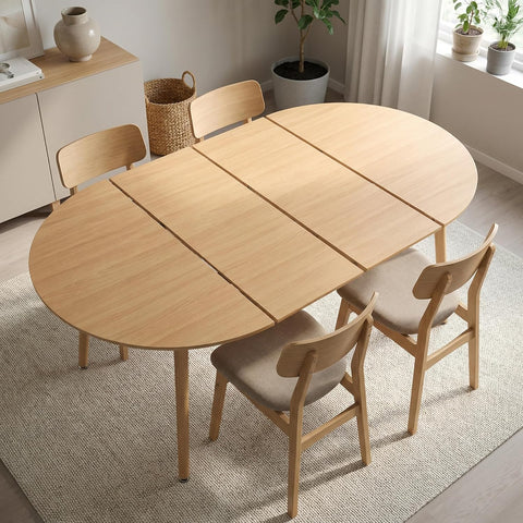 Extendable Round Dining Table for 4 6 Wooden Dining Room Table 39" to 70" Modern Kitchen Table for Dining Room Office