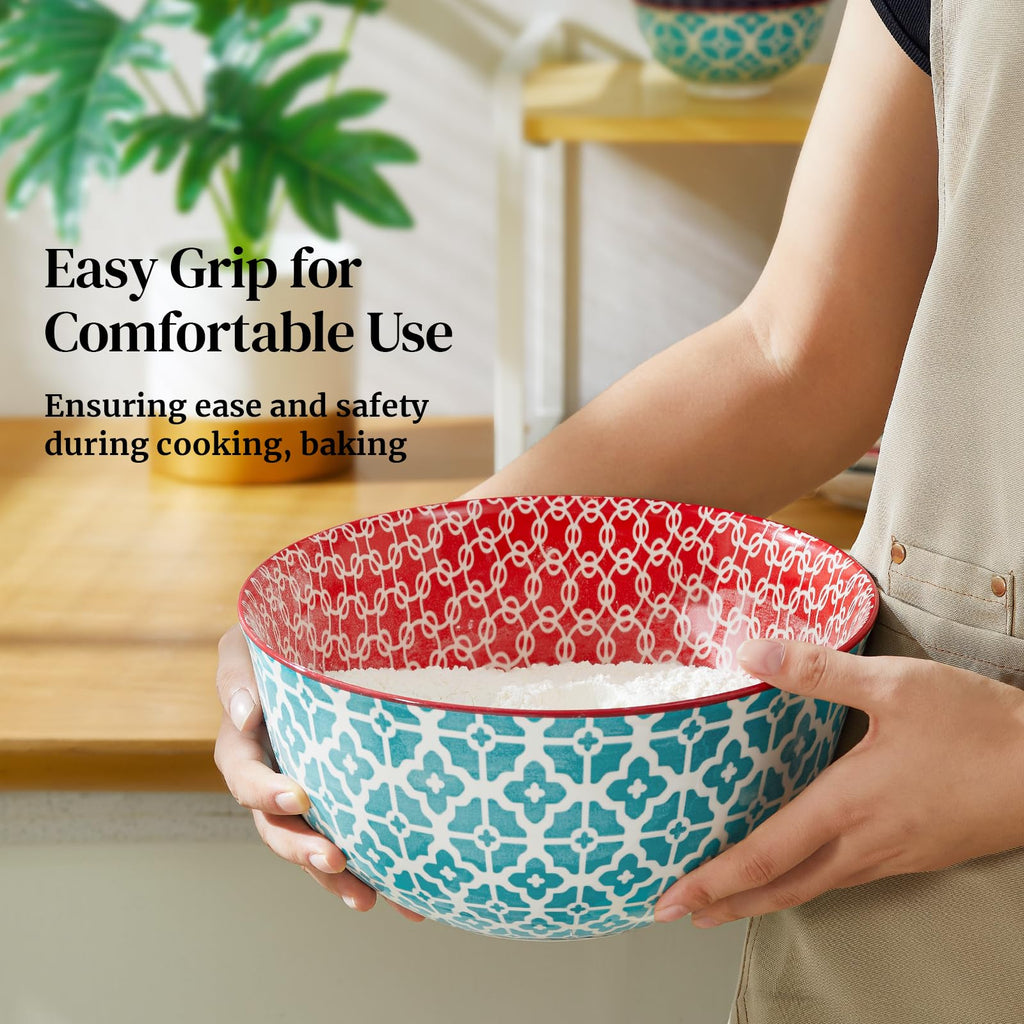 Mixing Bowls, Ceramic Mixing Bowls, Colorful Vibrant Nesting Bowls for Cooking, Baking, Prepping, Serving, Salad