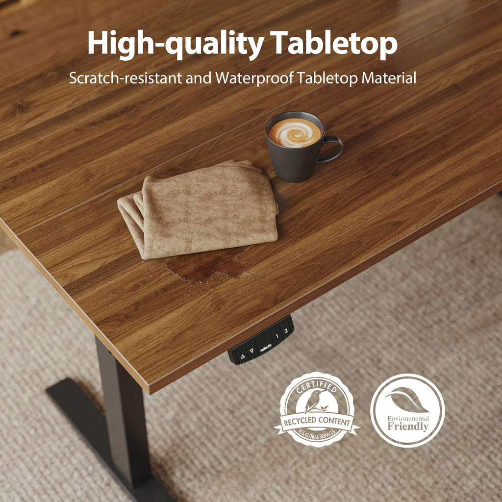 48*24 Inch Height Adjustable Electric Standing Desk, Dark Walnut