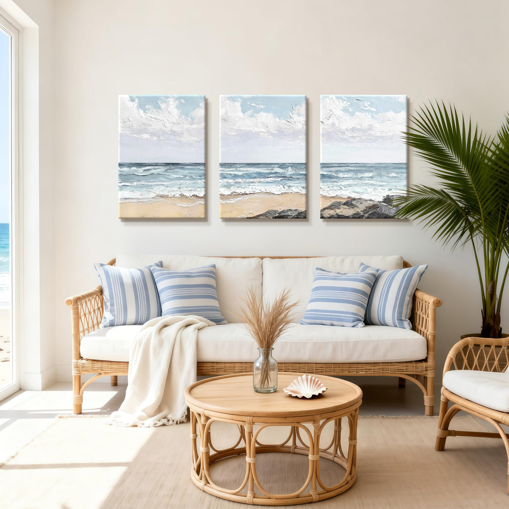 Abstract Seascape Beach Canvas Wall Art Prints 16"x24"x3