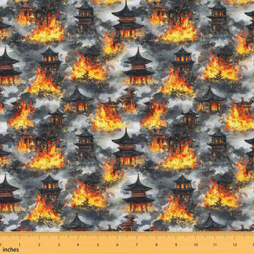 Fiery Flame Fabric by The Yard, Realistic Flames Soft Polyester Fabric, Modern Fashion No Stretch Fabrics Sewing
