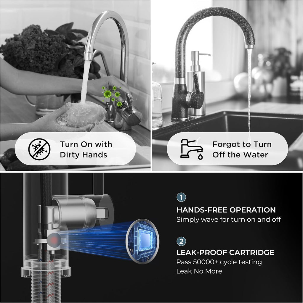 Touchless Kitchen Faucet with Soap Dispenser, Matte Black | Motion Sensor Activated, Hands-Free Pull Down Pot Filler