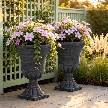 22" Tall Urn Planters for Outdoor Plants Set of 2 Large Flower Pot