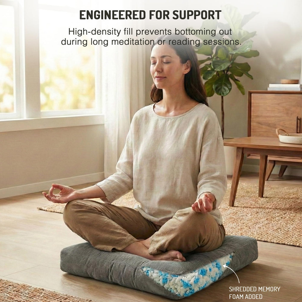 Floor Pillows Set of 2, Large Meditation Cushion for Adults, 22 Inch Square