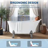 Freestanding Clawfoot Bathtub 67 Inch Acrylic Slipper Soaking Tub with Chrome Feet & Pop-Up Drain, Elegant Stand