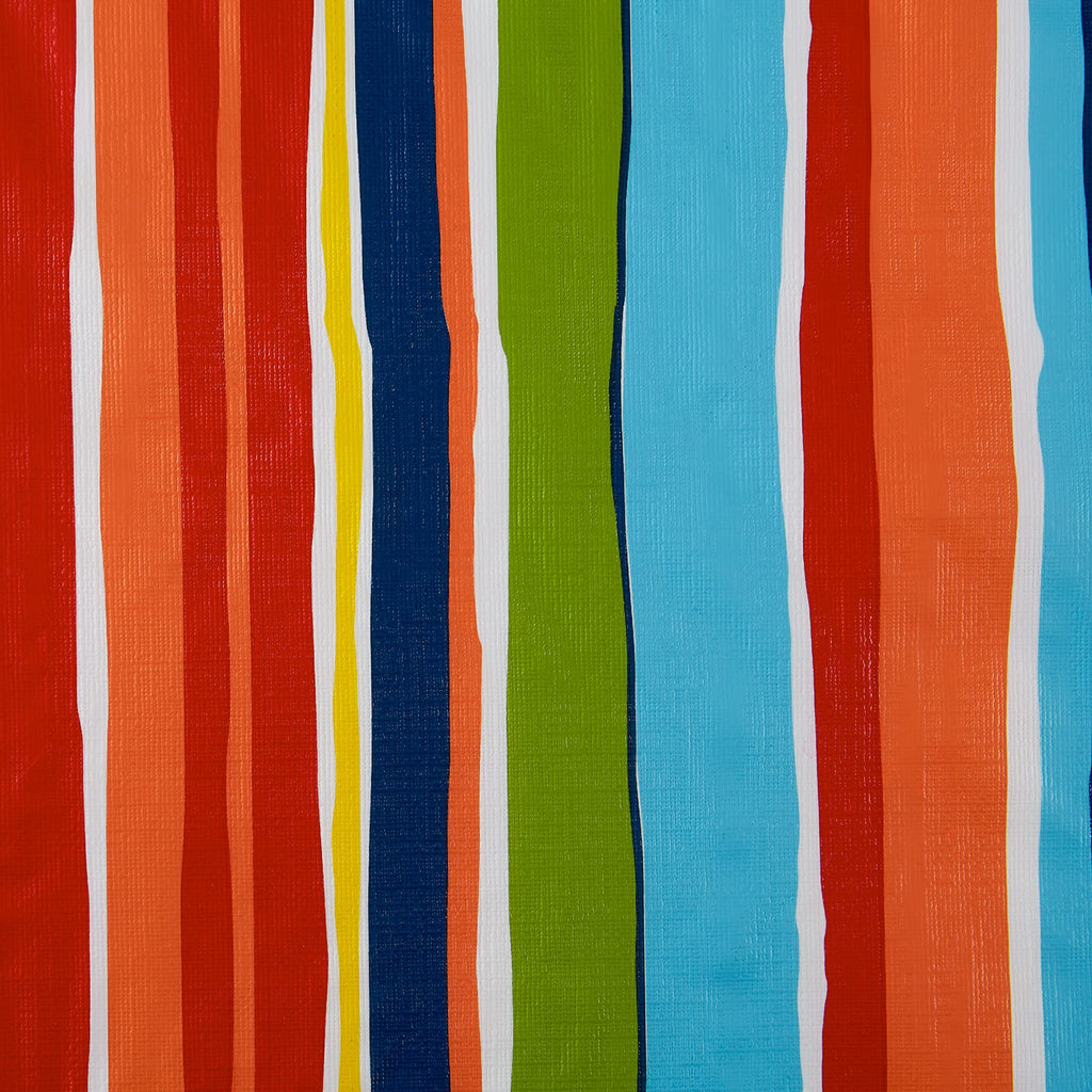 Vinyl Tabletop Collection Indoor/Outdoor Spill-Proof Flannel Backed Tablecloth, Rectangle, 60x102, Summer Stripe