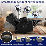 Redlife Power Loveseat Recliner Sofa with Console, PU Leather Dual Reclining Couch with Blue LED Lights