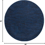 Home Nourison Essentials Midnight Blue 8' x Round Area Rug - Easy Clean, Non Shedding, Bed Room, Liv