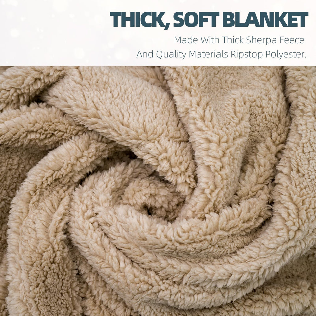Large Camping Blanket with Sherpa Lining 78"x 56"
