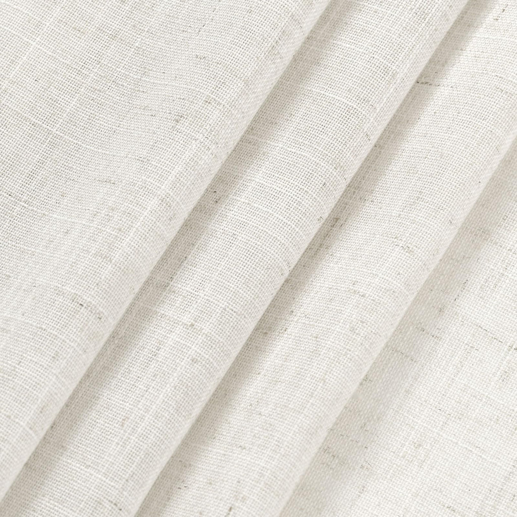 Extra Long 112 Inch Long Beige White Linen Curtains Back Tab Neutral Farmhouse Light Filtering Semi Transparent Large