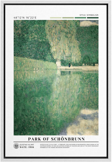 Framed Canvas Print Wall Art Park Schonbrunn by Gustav Klimt Master Artist Nature Wilderness Wilderness Illustration