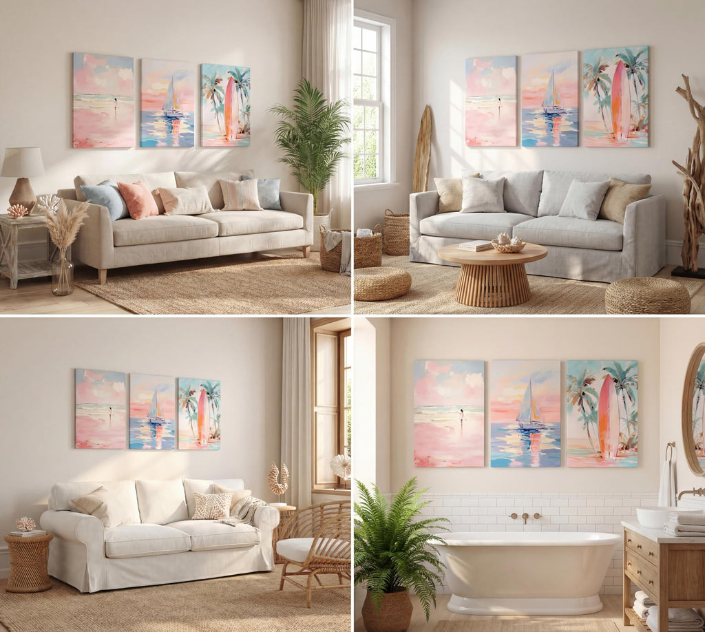 3 Piece Pink Ballerina Canvas Wall Art Set, 16 x 24 Inches