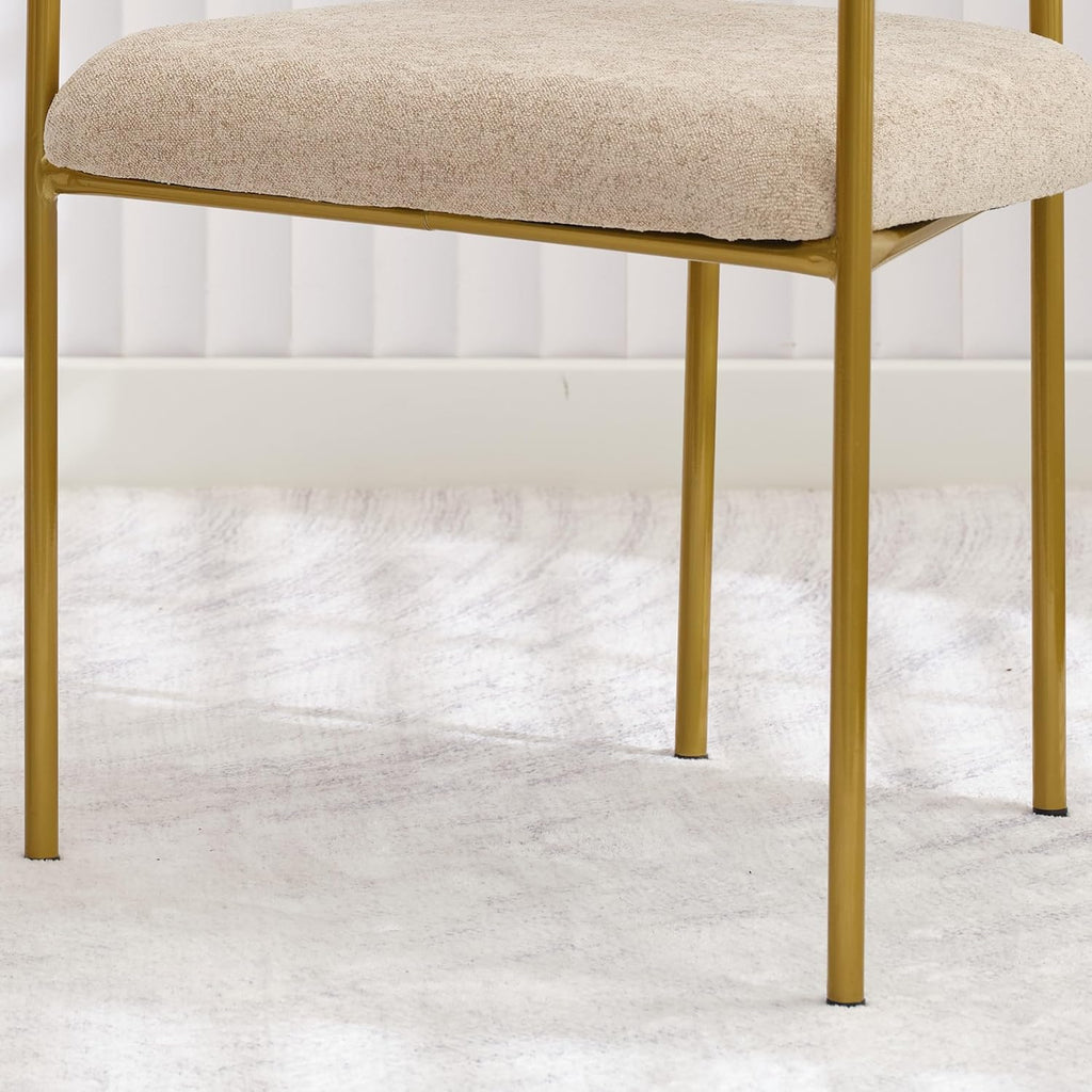 Boucle Dining Chairs Set of 4 with Arms, Mid Century Modern Upholstered Dining Chairs for Kitchen & Dining Room