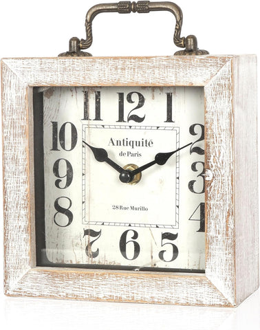 Retro Desk Clock, Vintage Table Mantel Clock, Wooden Table Clock for Living Room, Bedroom, Shelf Decoration