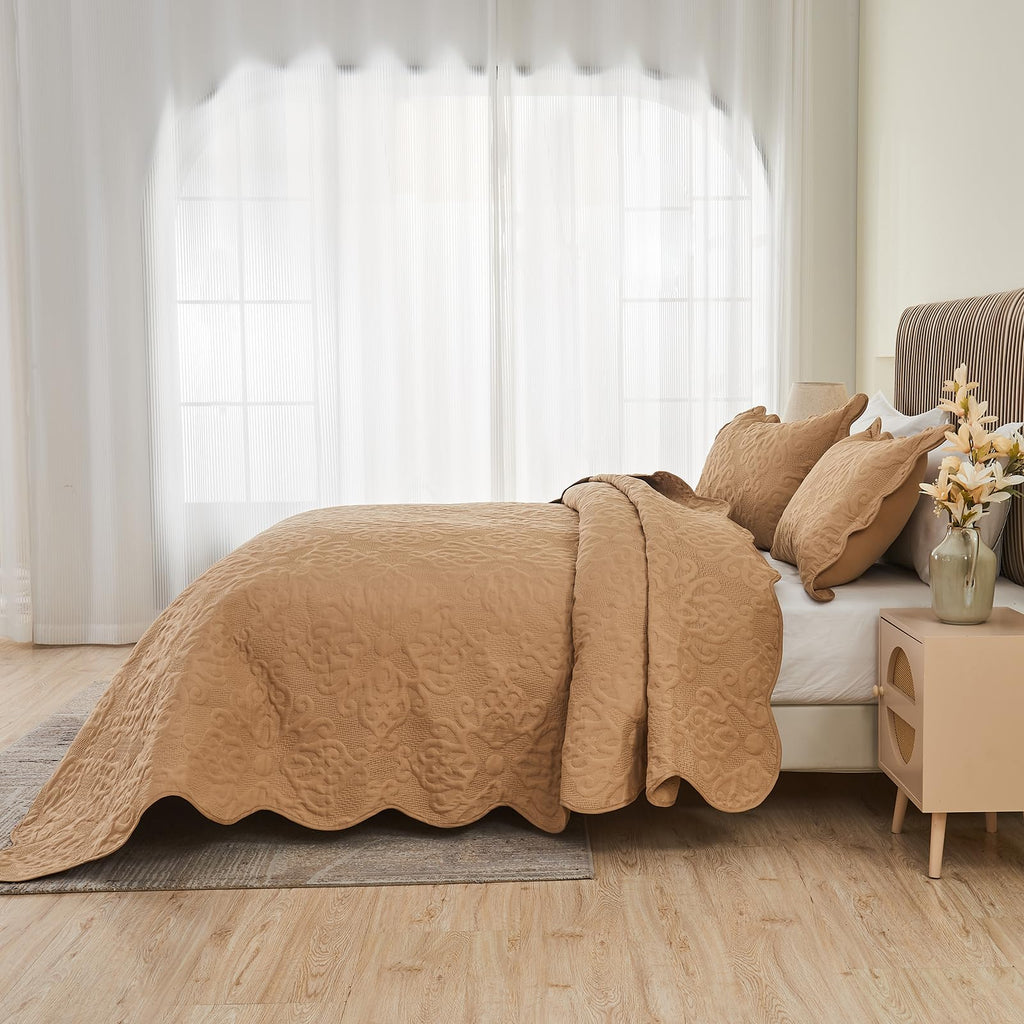 Oversized King Bedspreads 128x120 Khaki