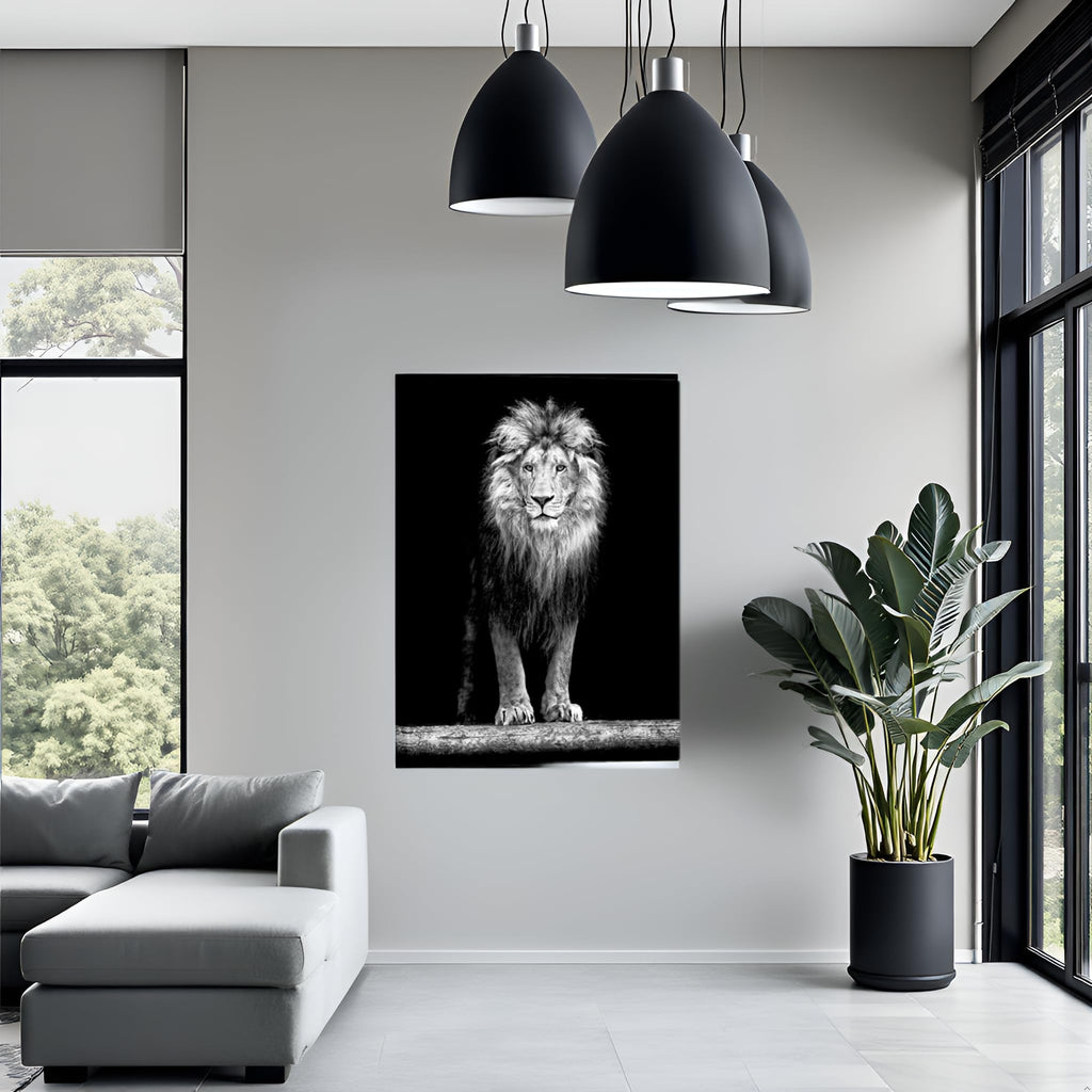 Lion Pictures Wall Art Black and White Lion Portrait Canvas Painting Office Decoration Ready to Hang 28"x40"