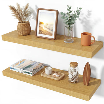 Floating Shelves 31.5" W x 10.3" D Oak Set of 2