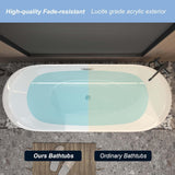 67" Oval Freestanding Soaking Bathtub with Toe-Tap Chrome Drain & Adjustable Leveling Feet, Stand Alone Tub, Acrylic