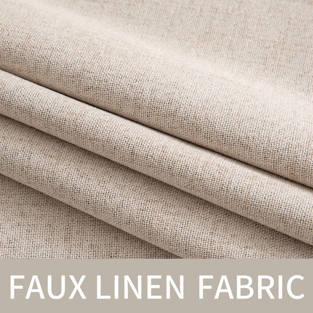 100% Blackout Linen Curtains 52x120 Inches Natural Beige