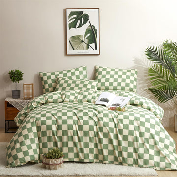 Sage Green Plaid Comforter Set Green and White Bedding Comforter Set Chic Check Pattern Buffalo Light Green