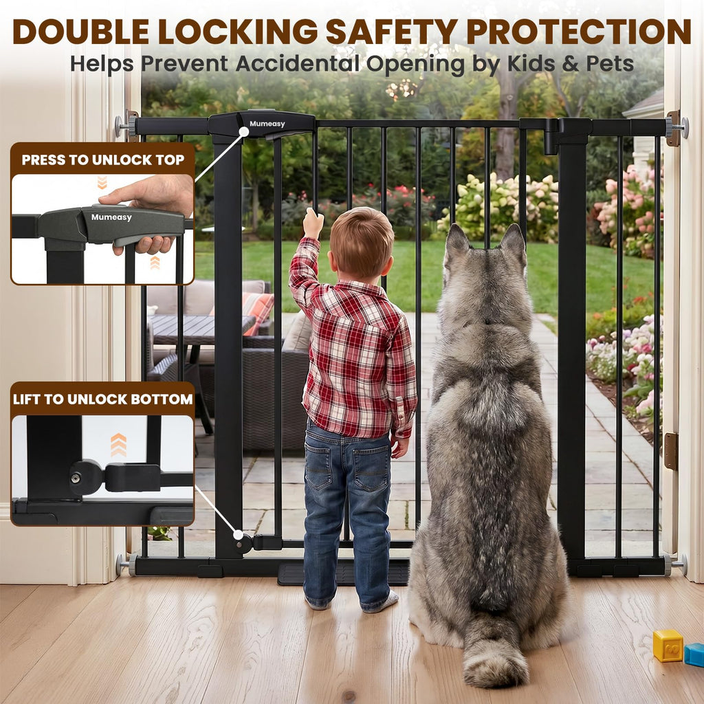 36" Extra Tall Baby Gate for Stairs, 29.7-43" Auto Close Dog Gate