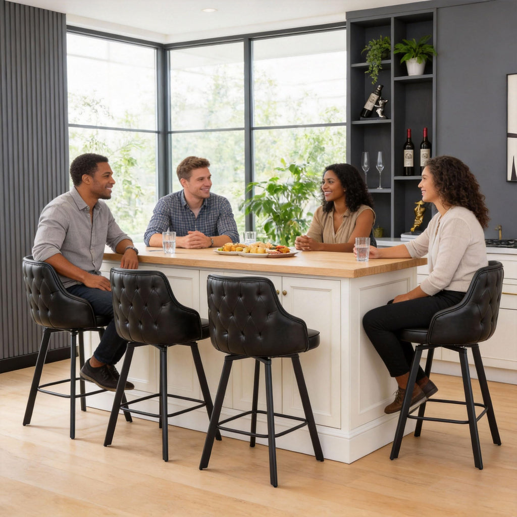 Swivel Bar Stools Set of 4, Bar Height Stool with Back Island