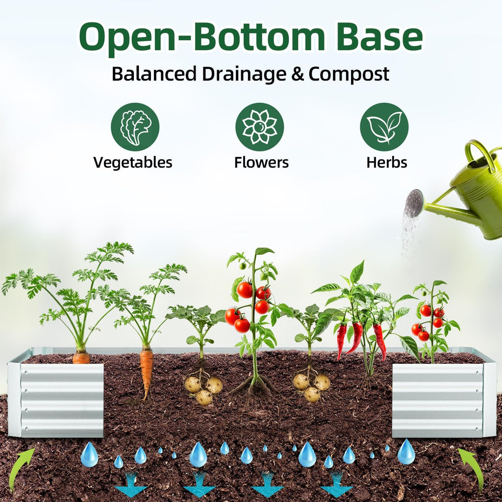 8x4x1 FT Raised Garden Bed Outdoor with Cover, 3-in-1 Gardening Set | PE Greenhouse Cover, 4 Doors for Ventilation