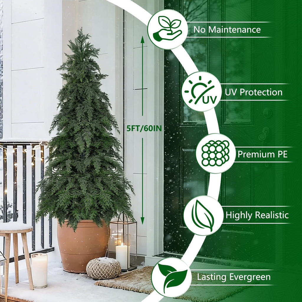2 Pack Artificial Topiary Trees 5FT Tall with Pot