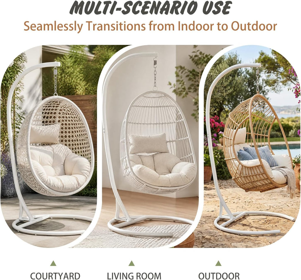 Stand Only, Heavy Duty Hammock Chair Stand 360° Swivel, Max 350 lbs, Hanging Chair Frame for Indoor Outdoor Porch