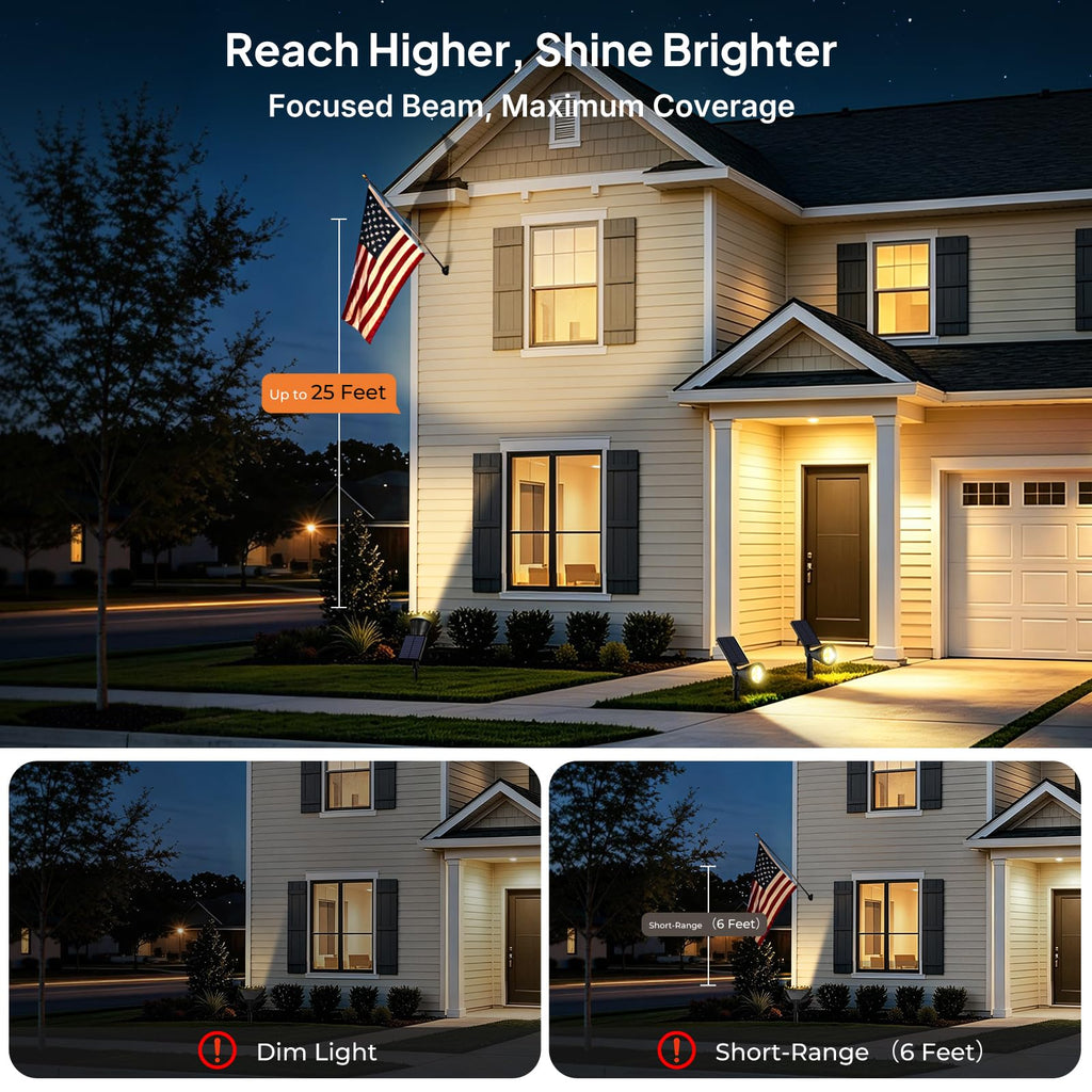 Solar Spot Lights Outdoor Adjustable Spotlights, 6 Pack Warm White