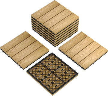 9-Pack 12"X12" Composite Deck Tiles - Waterproof Interlocking Patio Flooring for Indoor & Outdoor Use, All-Weather