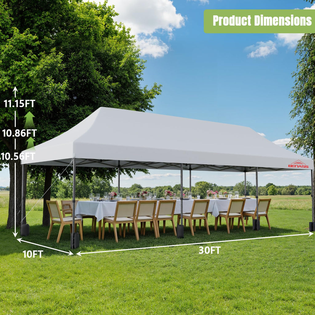 10x30 Heavy Duty Commercial Pop Up Canopy with Sidewalls, White