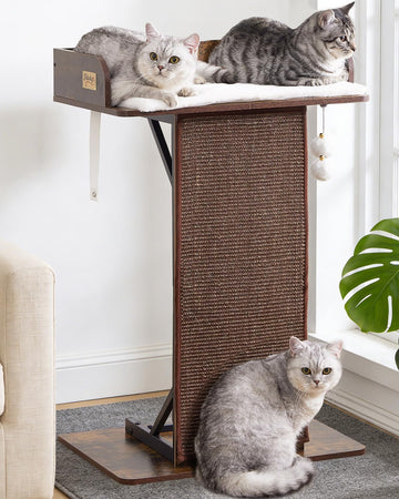 Modern Wood Cat Tree Tower for Indoor Large Adult Cats with Big Perch Bed