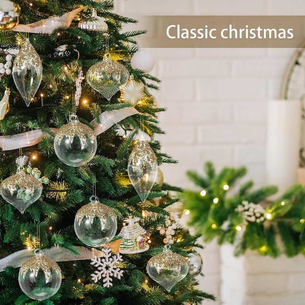 12 Pcs Clear Christmas Glass Ball Ornament Xmas Hanging Decoration
