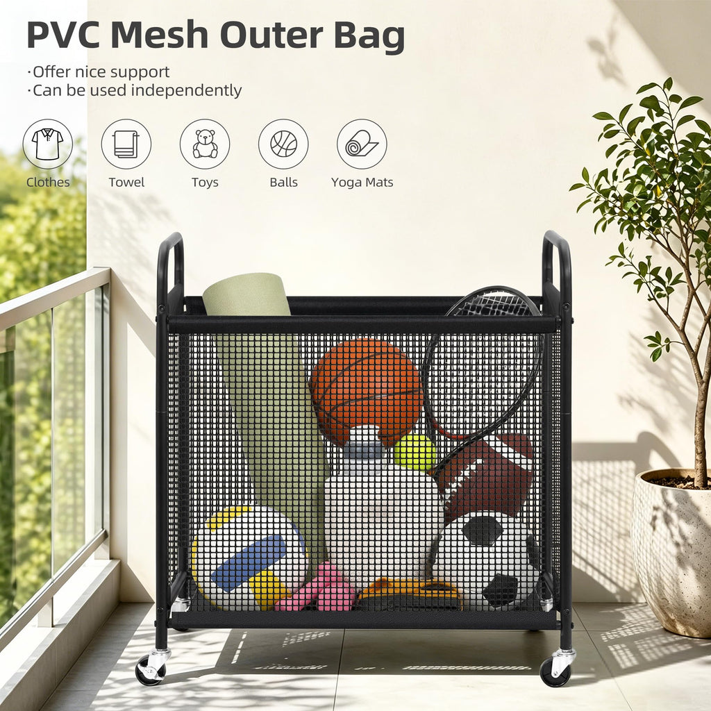 Rolling Laundry Hamper with Wheels 3-Section Laundry Sorter Rolling Laundrys Basket on Wheels with Removable Bag