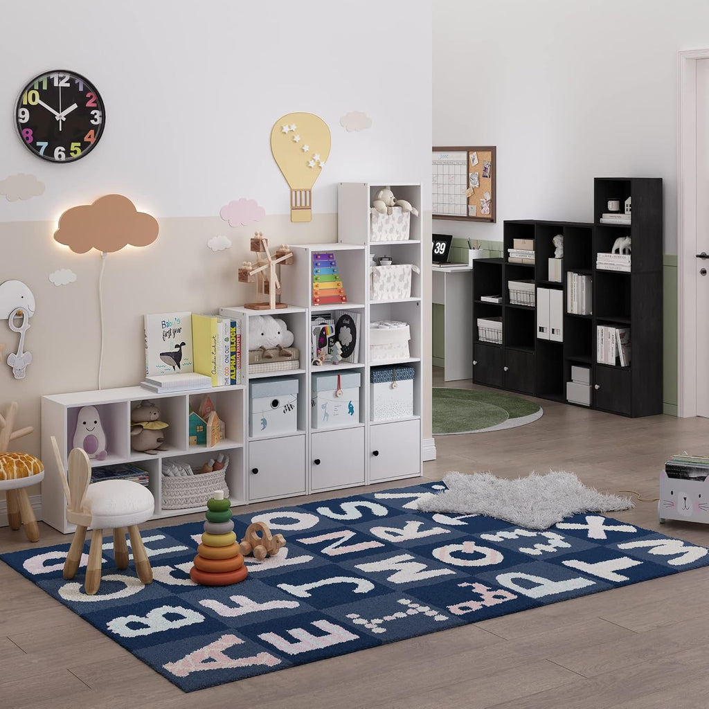 LUDER Book Shelf, 3-Tier Modern Bookshelf, Bookcase with 1 Door Storage Cabinet, 9.3 x 12 x 31.5