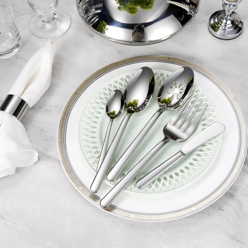 Premium Aline 20/45/65-Piece Modern Silverware Set (45, Silver)