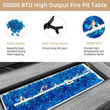 45 Inch Propane Fire Pit Table, 50,000 BTU Outdoor Gas Fire Pit for Patio & Backyard, 2-in-1 Firepit Dining Table with Glass Wind Guard, Blue Glass - Image 4