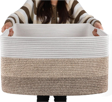 Blanket Basket Laundry Basket Dog Toy Basket 75L Gradient Brown