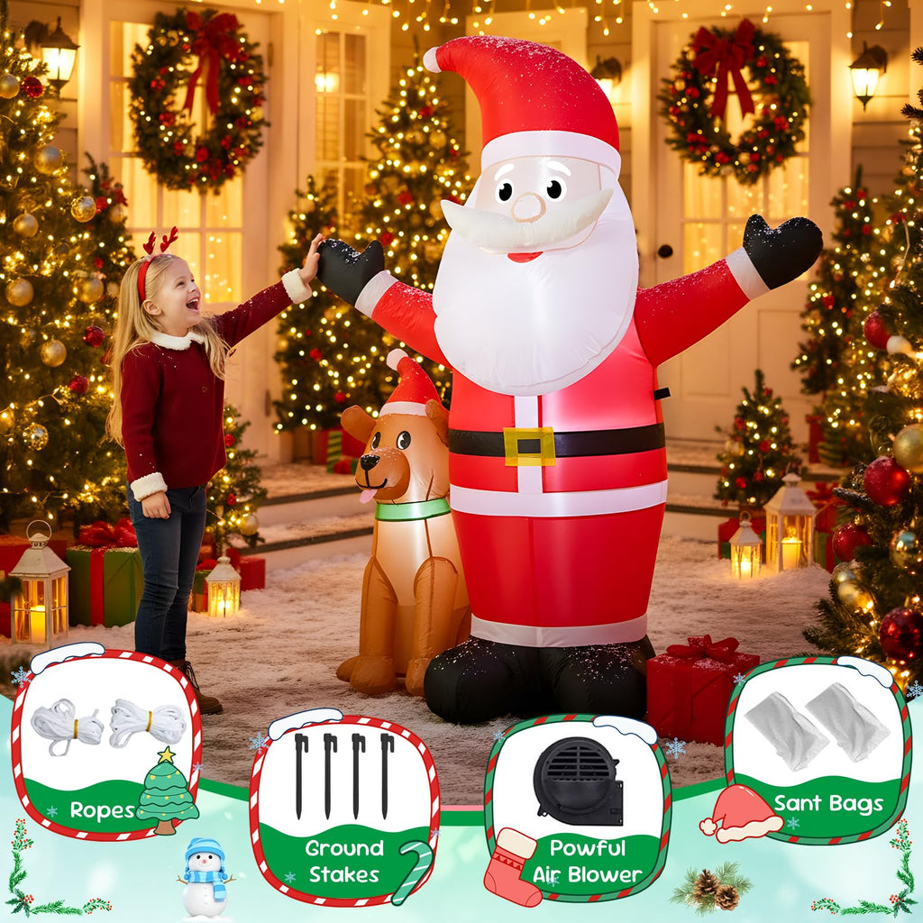 5FT Christmas Inflatable Blow up Santa and Puppy Decoration