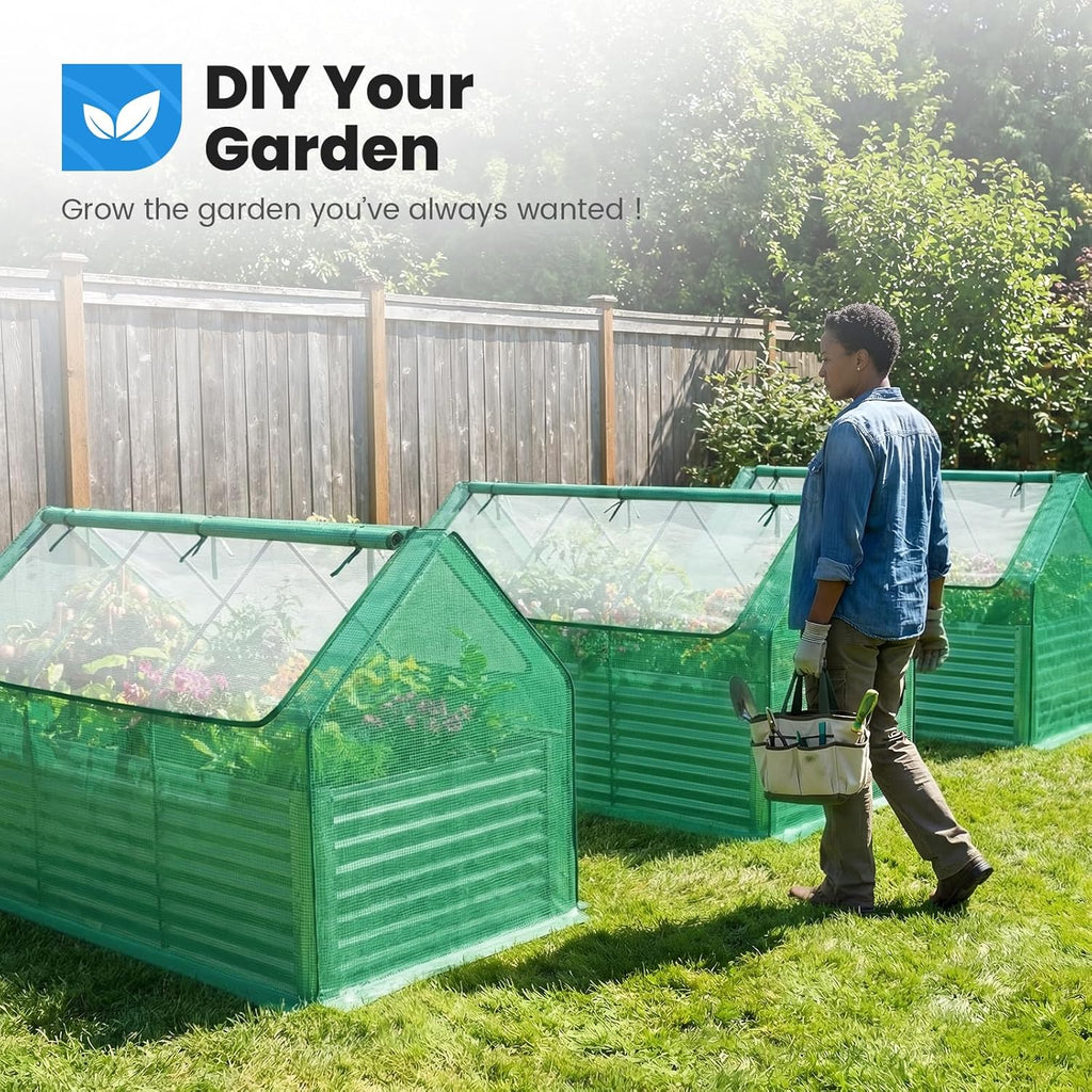 Large Raised Garden Bed with Cover 8x4x2 ft | Galvanized Raised Beds for Gardening Vegetables with Cover Metal