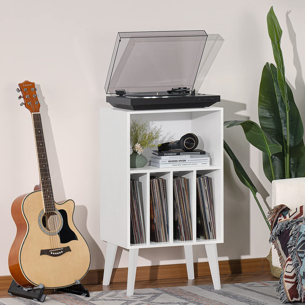 Record Player Stand, White Turntable Stand Holds up to 160 Albums