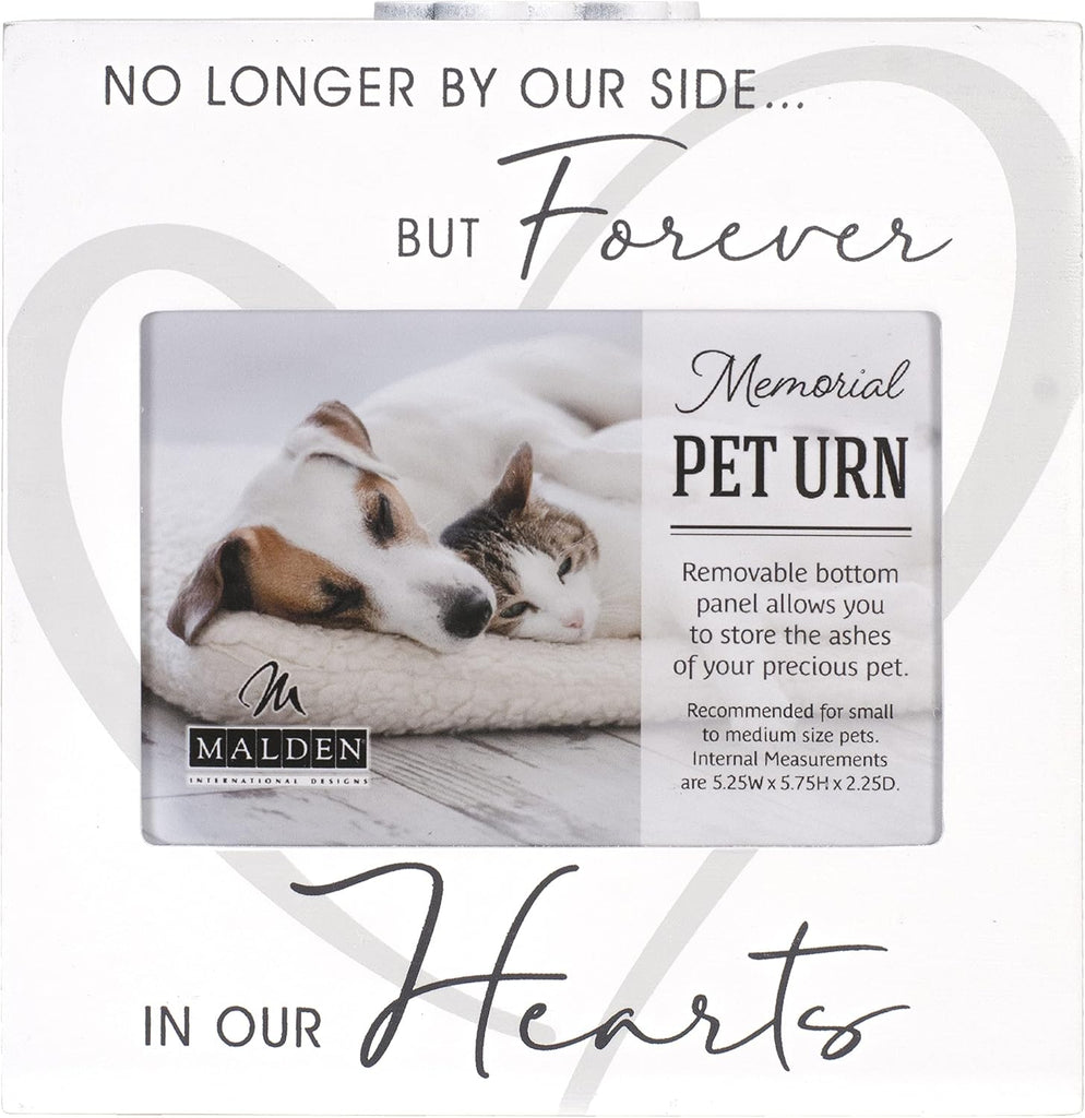 Pet Memorial Urn with 3.5x5 Photo Frame, Ashes Storage, White