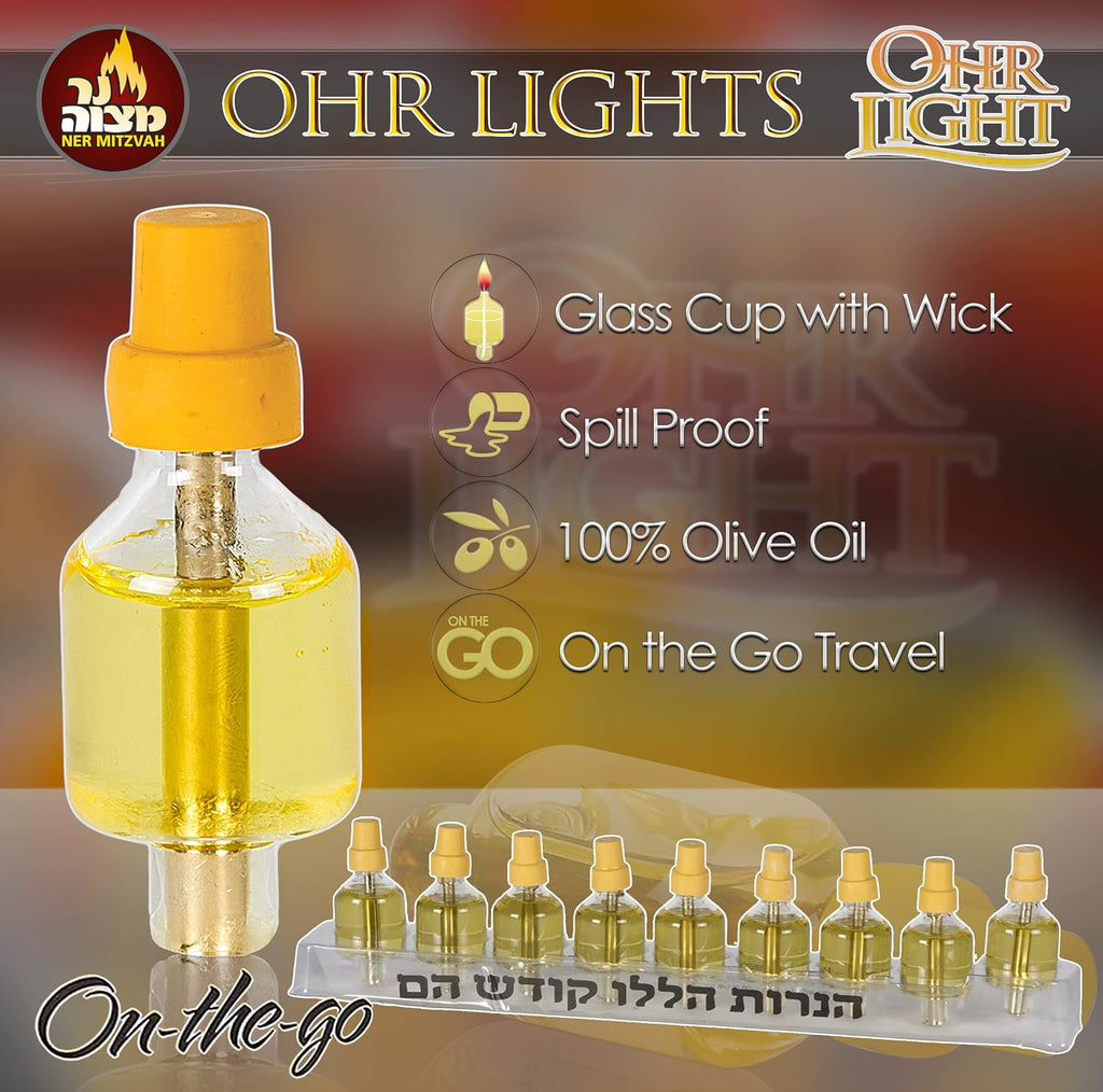 On The Go Travel Set - 9 Pre-Filled Glass Cups Included - 100% Pure Olive Oil with 100% Cotton Wicks- Burns Approx. 2