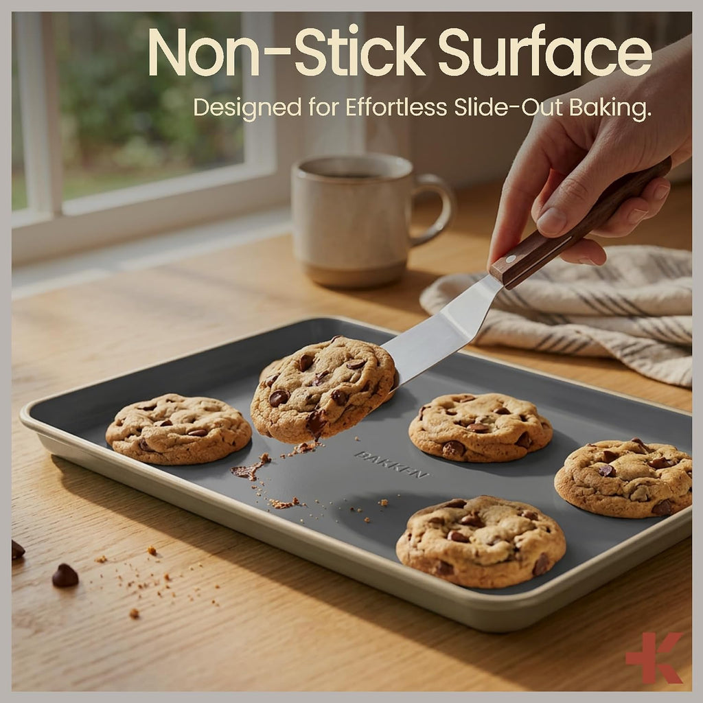Bakken 8-Piece Ceramic Coated Bakeware Sets, Nonstick Aluminized Steel Pans with Muffin, Loaf, Cake, Roasting Pan, &