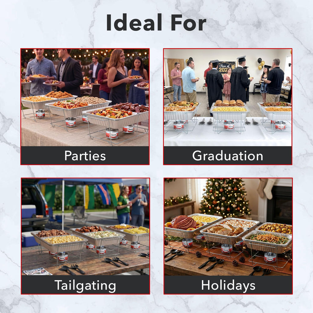 Disposable Chafing Dish Buffet Set With 6-Hour Fuel, 30 Piece